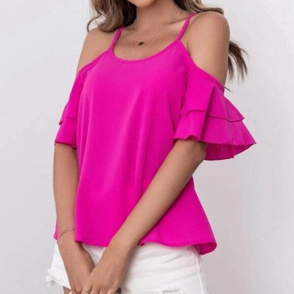Vacay Vibes Cold Shoulder Blouse pink - Picture 5 of 6
